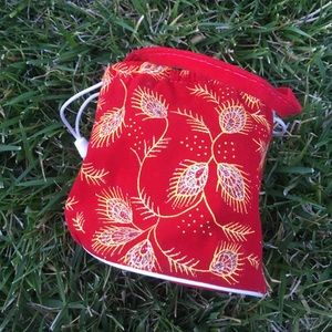 Cute red mini velvet asian vintage bag purse
